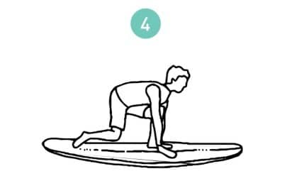 étape pour se redresser sur la planche de surf